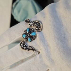 American West Double Side By Side Turquoise Ring 7/8